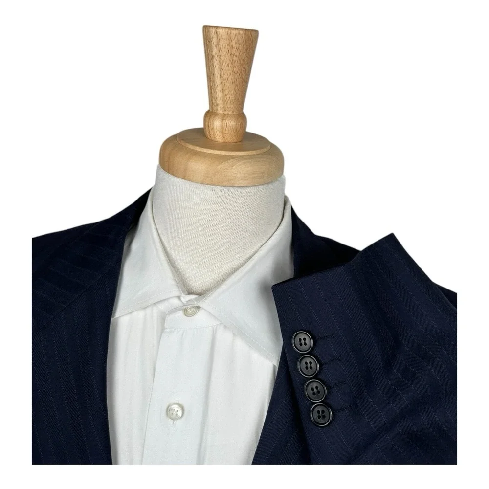 Stefano Ricci Blue Striped Pure Wool Cashmere Mens Luxury Sportcoat Size 46L